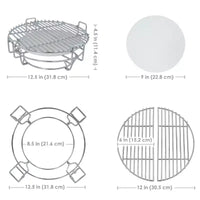 Sunnydaze Grille de cuisson demi-lune avec plaque déflectrice en céramique pour barbecues Kamado Egg 15" - 12,5"