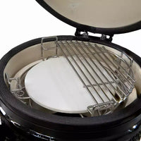 Sunnydaze Grille de cuisson demi-lune avec plaque déflectrice en céramique pour barbecues Kamado Egg 15" - 12,5"