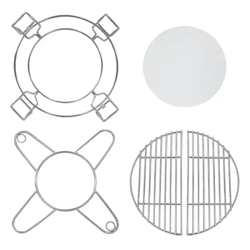 Sunnydaze Grille de cuisson demi-lune avec plaque déflectrice en céramique pour barbecues Kamado Egg 15" - 12,5"
