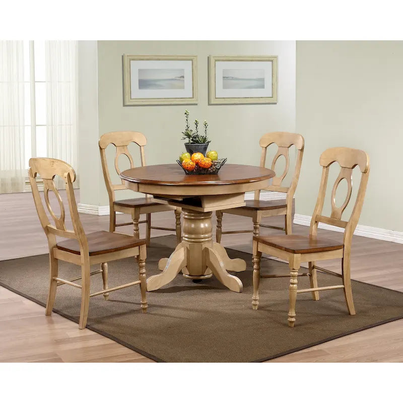 Chaise d'appoint Brook bicolore vieillie blé crémeux clair avec brun pacane chaud (lot de 2) - 23 L x 18,5 l x 38 H