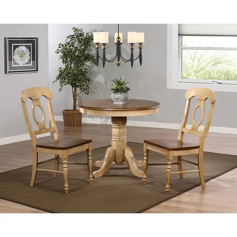 Chaise d'appoint Brook bicolore vieillie blé crémeux clair avec brun pacane chaud (lot de 2) - 23 L x 18,5 l x 38 H