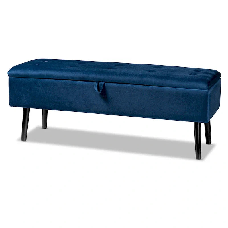 Banc de rangement Caine moderne et contemporain en velours et bois