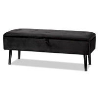 Banc de rangement Caine moderne et contemporain en velours et bois