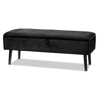 Banc de rangement Caine moderne et contemporain en velours et bois