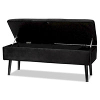 Banc de rangement Caine moderne et contemporain en velours et bois