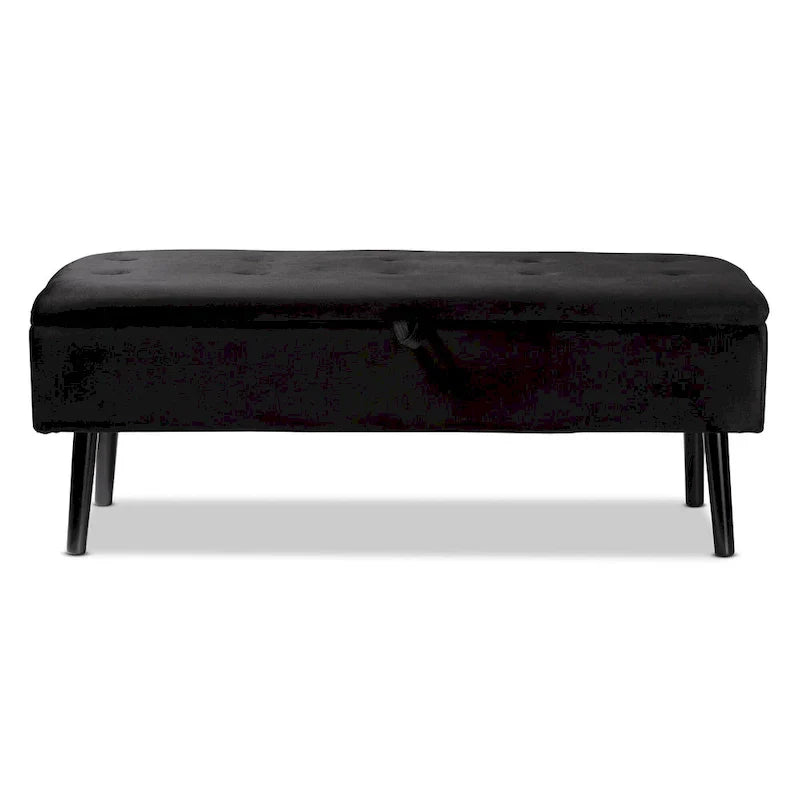 Banc de rangement Caine moderne et contemporain en velours et bois