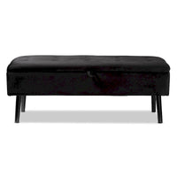 Banc de rangement Caine moderne et contemporain en velours et bois
