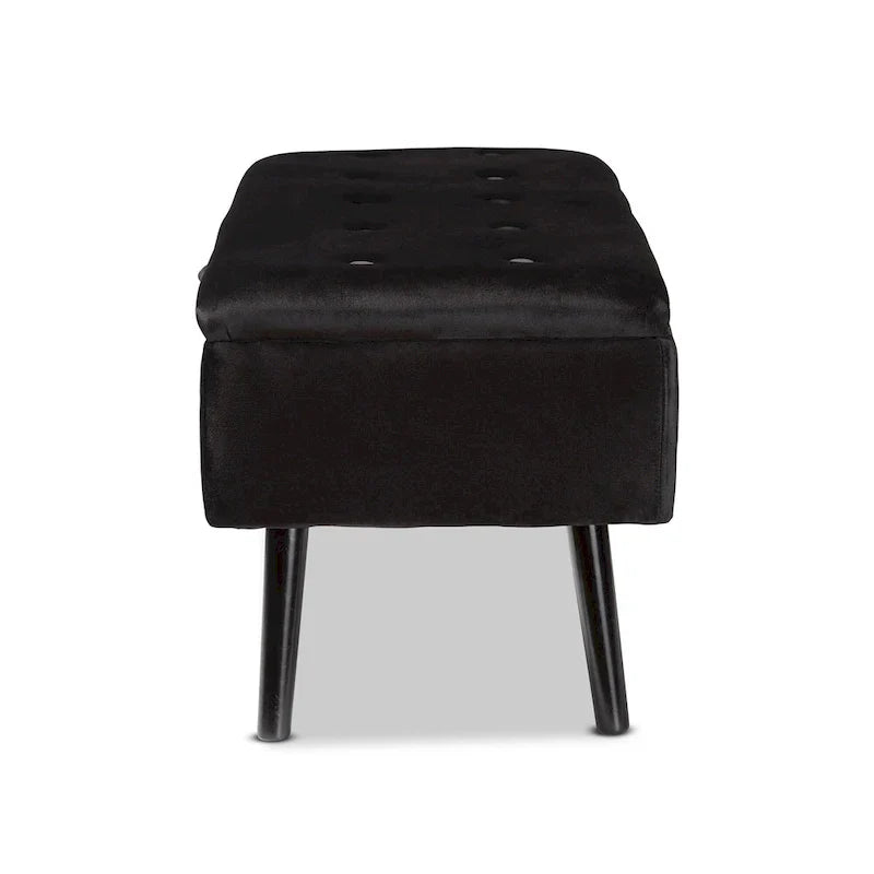 Banc de rangement Caine moderne et contemporain en velours et bois