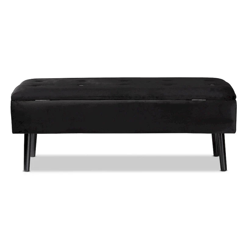 Banc de rangement Caine moderne et contemporain en velours et bois