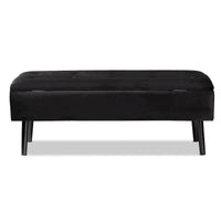 Banc de rangement Caine moderne et contemporain en velours et bois