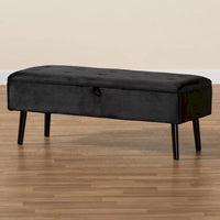 Banc de rangement Caine moderne et contemporain en velours et bois