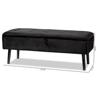 Banc de rangement Caine moderne et contemporain en velours et bois