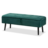 Banc de rangement Caine moderne et contemporain en velours et bois
