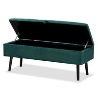 Banc de rangement Caine moderne et contemporain en velours et bois