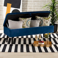 Banc de rangement Caine moderne et contemporain en velours et bois