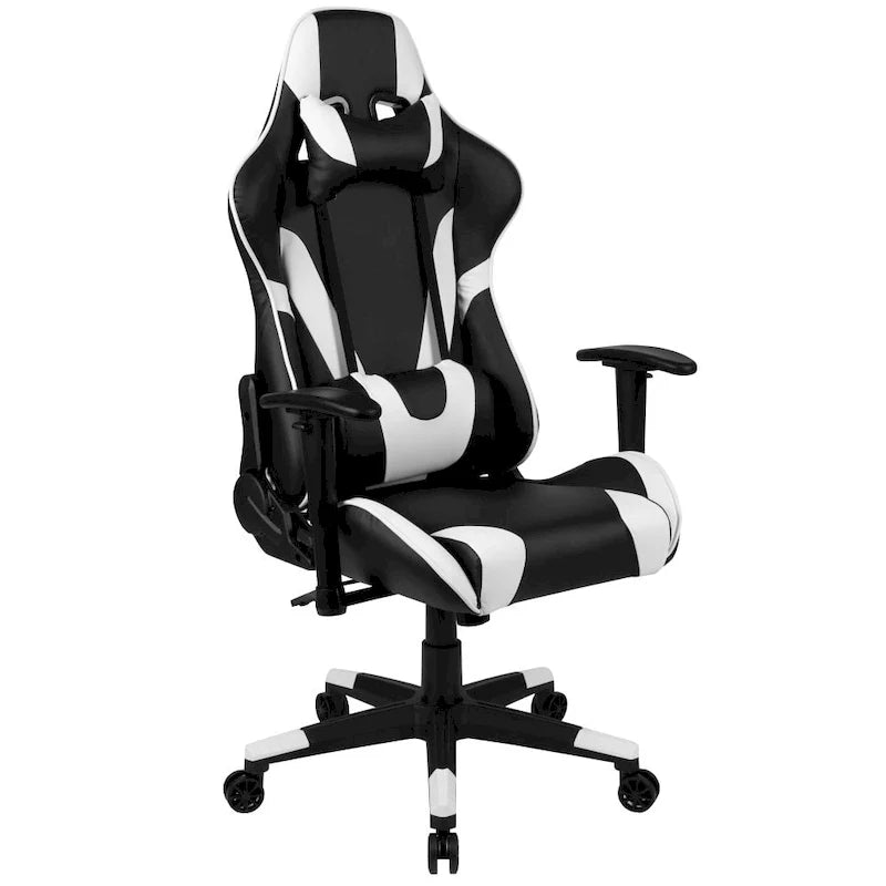 Chaise ergonomique de gaming racing avec dossier entièrement inclinable en LeatherSoft rouge