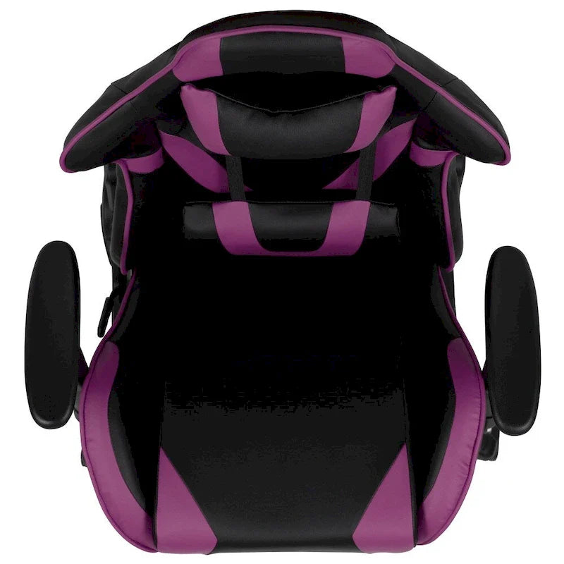 Chaise ergonomique de gaming racing avec dossier entièrement inclinable en LeatherSoft rouge