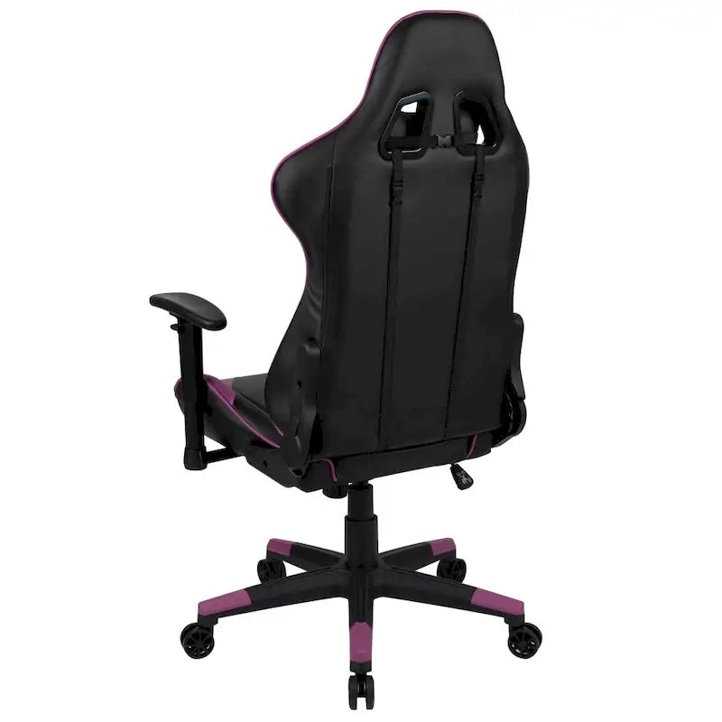 Chaise ergonomique de gaming racing avec dossier entièrement inclinable en LeatherSoft rouge