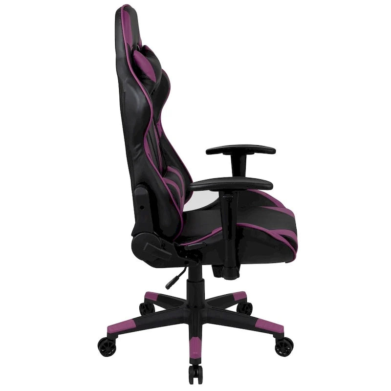 Chaise ergonomique de gaming racing avec dossier entièrement inclinable en LeatherSoft rouge