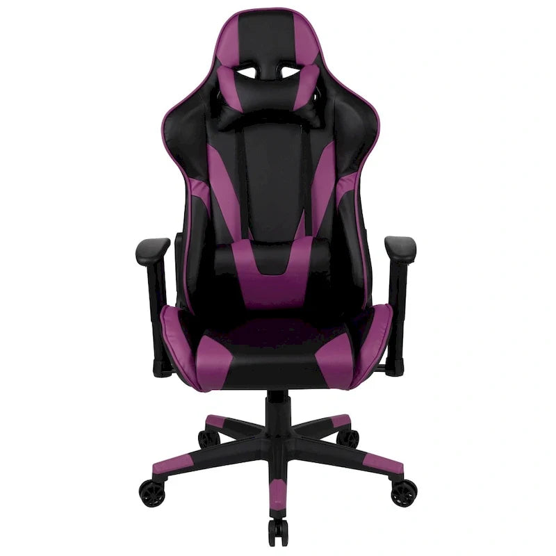 Chaise ergonomique de gaming racing avec dossier entièrement inclinable en LeatherSoft rouge