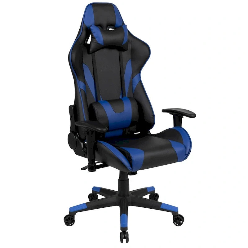Chaise ergonomique de gaming racing avec dossier entièrement inclinable en LeatherSoft rouge