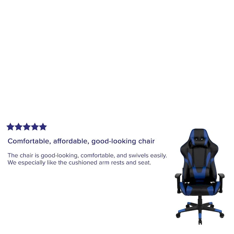 Chaise ergonomique de gaming racing avec dossier entièrement inclinable en LeatherSoft rouge