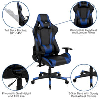 Chaise ergonomique de gaming racing avec dossier entièrement inclinable en LeatherSoft rouge