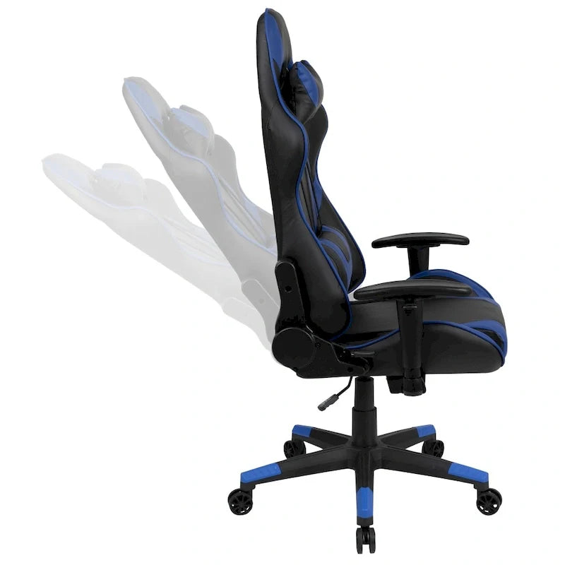 Chaise ergonomique de gaming racing avec dossier entièrement inclinable en LeatherSoft rouge