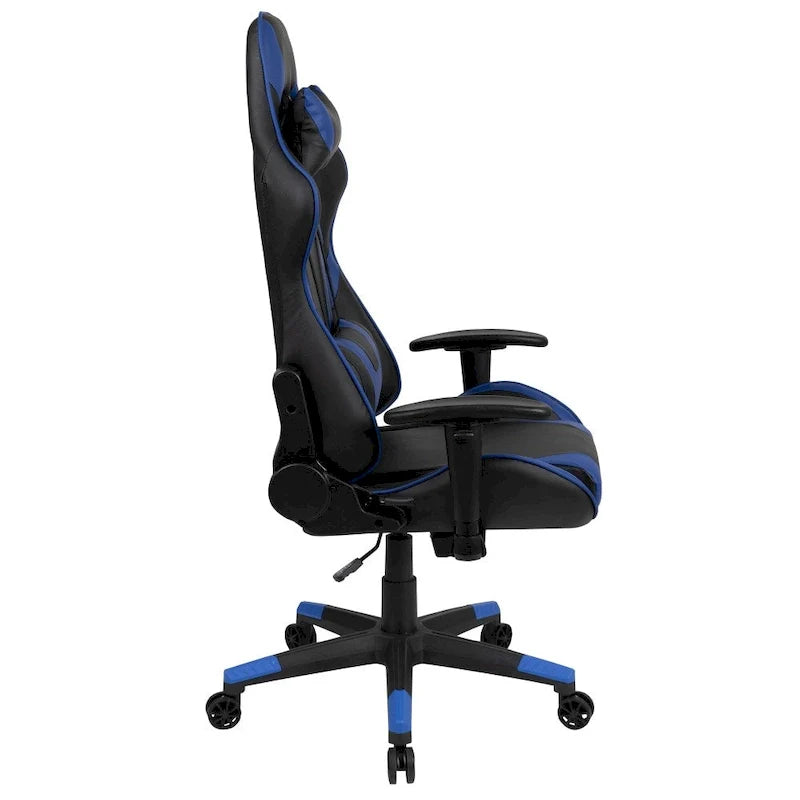 Chaise ergonomique de gaming racing avec dossier entièrement inclinable en LeatherSoft rouge