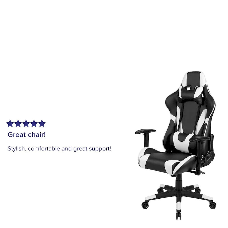Chaise ergonomique de gaming racing avec dossier entièrement inclinable en LeatherSoft rouge