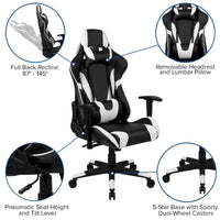 Chaise ergonomique de gaming racing avec dossier entièrement inclinable en LeatherSoft rouge