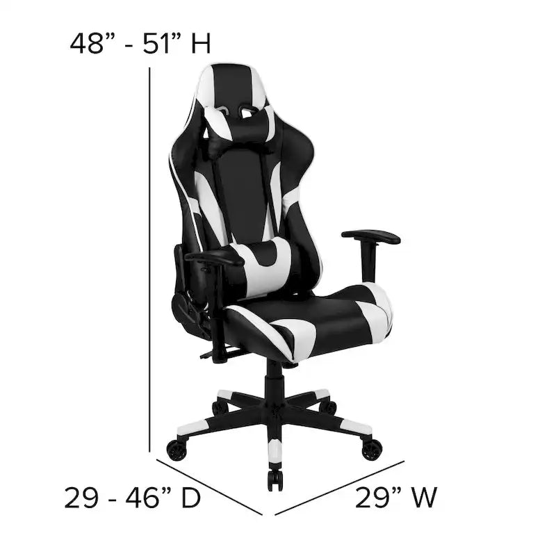 Chaise ergonomique de gaming racing avec dossier entièrement inclinable en LeatherSoft rouge
