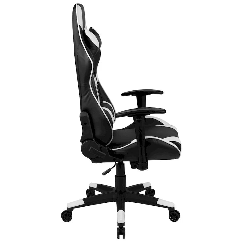 Chaise ergonomique de gaming racing avec dossier entièrement inclinable en LeatherSoft rouge