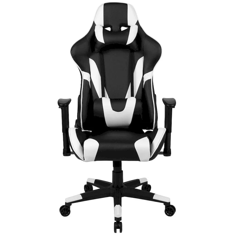 Chaise ergonomique de gaming racing avec dossier entièrement inclinable en LeatherSoft rouge