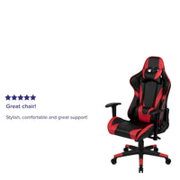 Chaise ergonomique de gaming racing avec dossier entièrement inclinable en LeatherSoft rouge
