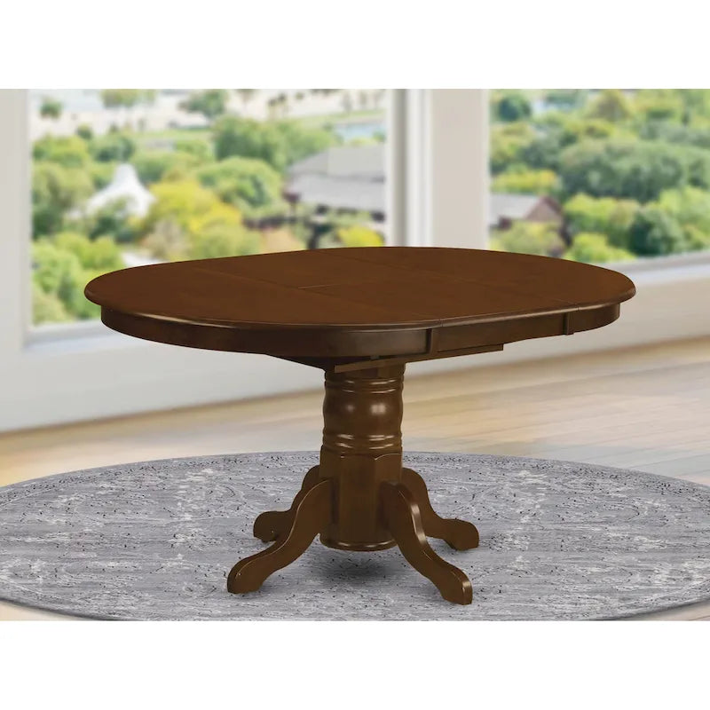Table de cuisine moderne East West Furniture Kenley - plateau de table à manger ovale avec rallonge papillon et base à piédestal (options de finition)