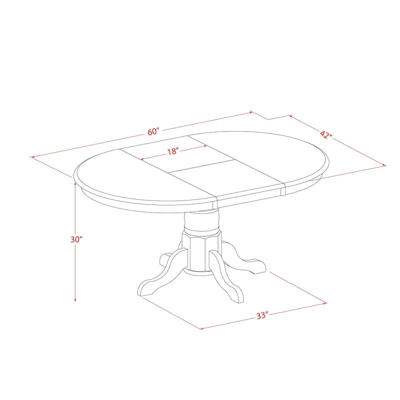 Table de cuisine moderne East West Furniture Kenley - plateau de table à manger ovale avec rallonge papillon et base à piédestal (options de finition)