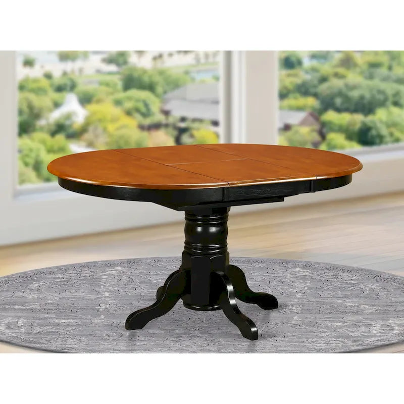 Table de cuisine moderne East West Furniture Kenley - plateau de table à manger ovale avec rallonge papillon et base à piédestal (options de finition)