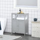Meuble de rangement de salle de bain autoportant moderne kleankin, avec portes et étagère ouverte, meuble organisateur de salle de bain, gris