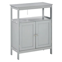 Meuble de rangement de salle de bain autoportant moderne kleankin, avec portes et étagère ouverte, meuble organisateur de salle de bain, gris