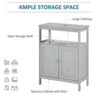 Meuble de rangement de salle de bain autoportant moderne kleankin, avec portes et étagère ouverte, meuble organisateur de salle de bain, gris