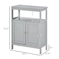 Meuble de rangement de salle de bain autoportant moderne kleankin, avec portes et étagère ouverte, meuble organisateur de salle de bain, gris