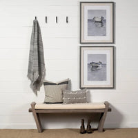 Banc d'entrée Elaine en tissu crème avec cadre en bois brun - 58 l. x 15 p. x 20 h.