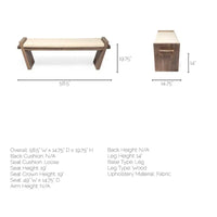 Banc d'entrée Elaine en tissu crème avec cadre en bois brun - 58 l. x 15 p. x 20 h.