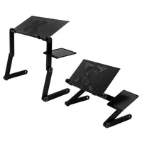 Table d'ordinateur portable pliable et réglable pour lit ou canapé avec ventilateur et tapis de souris