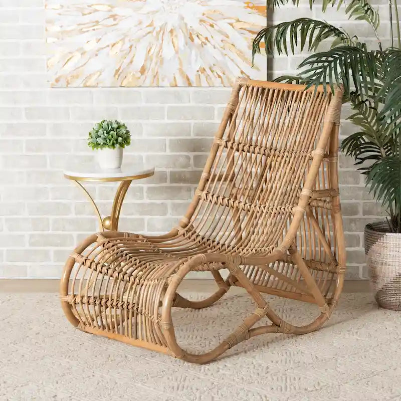 Genera Fauteuil de détente bohème moderne en rotin naturel