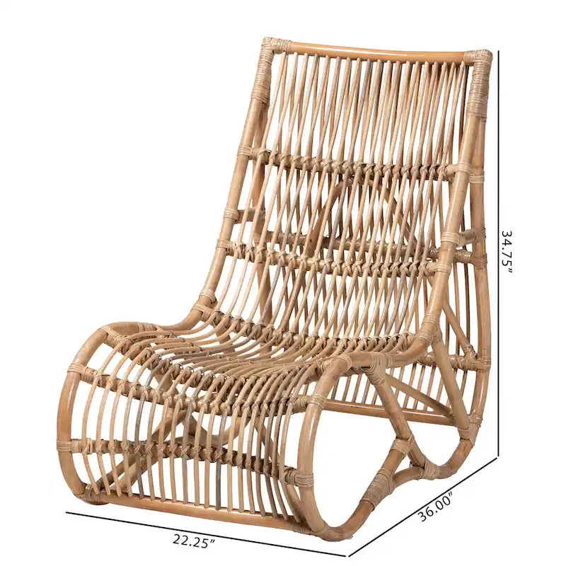 Genera Fauteuil de détente bohème moderne en rotin naturel
