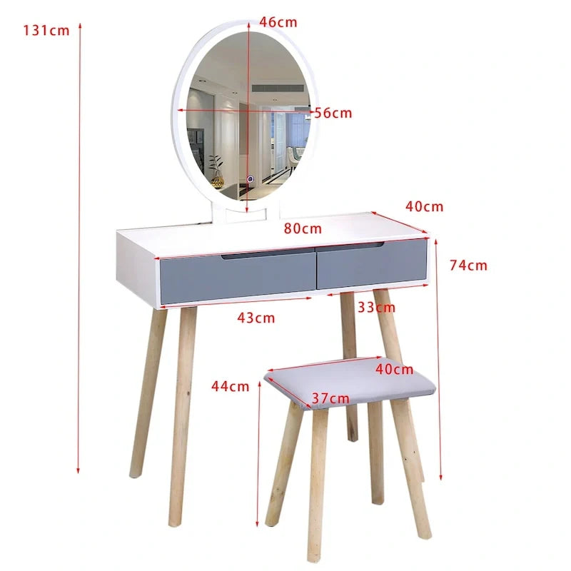Ensemble de coiffeuse moderne avec miroir à luminosité réglable