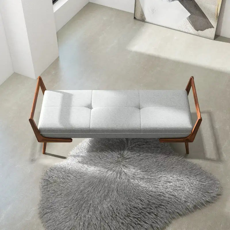 Banc Donatello moderne du milieu du siècle en tissu gris