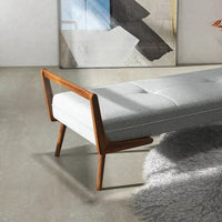 Banc Donatello moderne du milieu du siècle en tissu gris